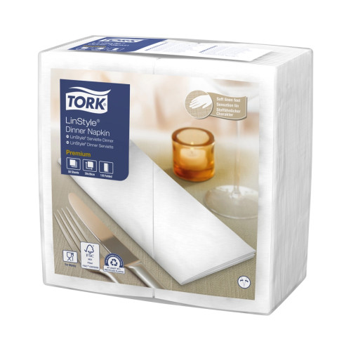 Tork LinStyle Dinner Napkin - White - Pack of 8